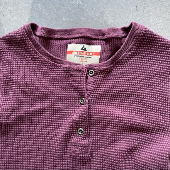 American Giant Women's Waffle Henley Burgundy Sz S Women’s - Picture 4 of 6